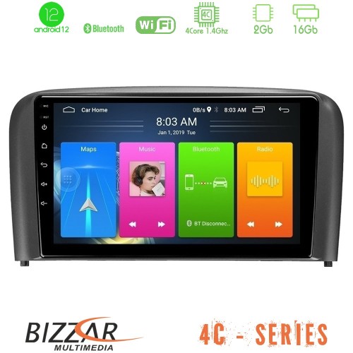 Bizzar 4C Series Volvo S80 1998-2006 4Core Android12 2+16GB Navigation Multimedia Tablet 9