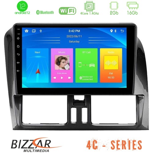 Bizzar 4C Series Volvo XC60 2009-2012 4Core Android12 2+16GB Navigation Multimedia Tablet 9