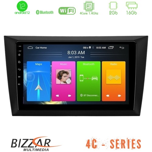 Bizzar 4C Series Vw Golf 6 4Core Android12 2+16GB Navigation Multimedia Tablet 9