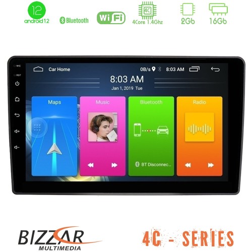 Bizzar 4C Series VW Passat 4Core Android12 2+16GB Navigation Multimedia Tablet 9