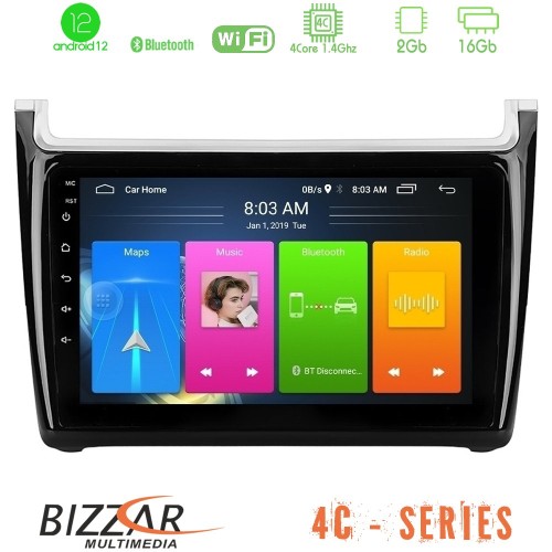 Bizzar 4C Series Vw Polo 4Core Android12 2+16GB Navigation Multimedia Tablet 9