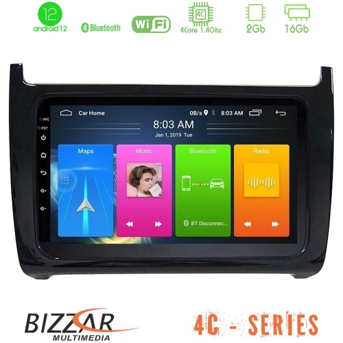 Bizzar 4C Series Vw Polo 4Core Android12 2+16GB Navigation Multimedia Tablet 9