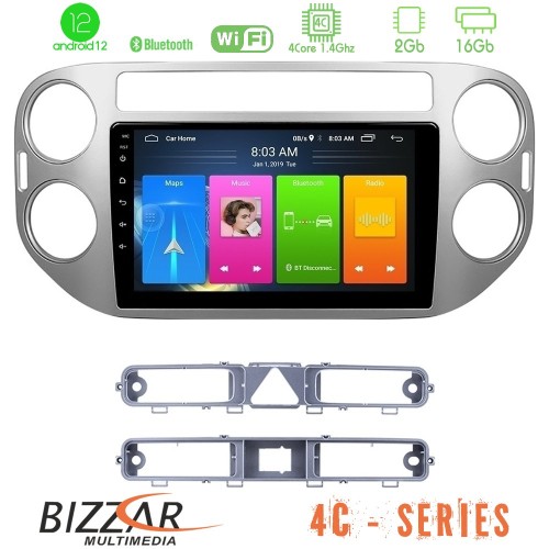 Bizzar 4C Series VW Tiguan 4Core Android12 2+16GB Navigation Multimedia Tablet 9