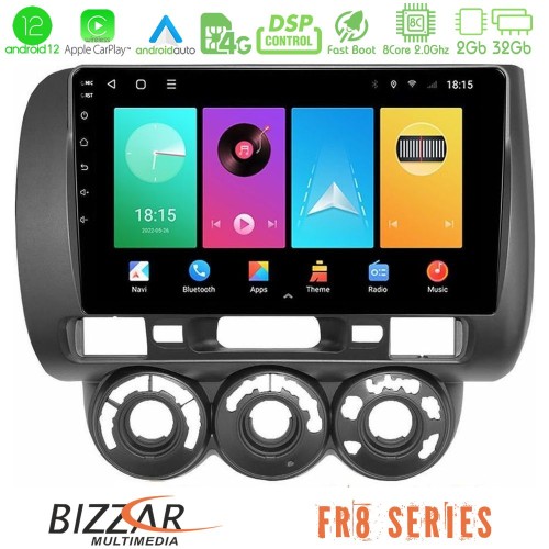 Bizzar FR8 Series Honda Jazz 2002-2008 (Manual A/C) 8core Android12 2+32GB Navigation Multimedia Tablet 9 Bizzar FR8 Series Honda Jazz 2002-2008 (Manual A/C) 8core Android12 2+32GB Navigation Multimedia Tablet 9