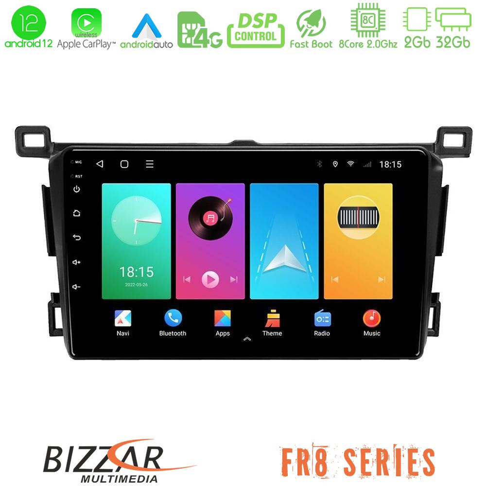 Bizzar FR8 Series Toyota RAV4 2013-2018 8core Android12 2+32GB Navigation Multimedia Tablet 9