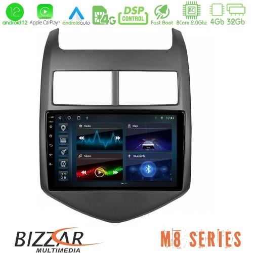 Bizzar M8 Series Chevrolet Aveo 2011-2017 8core Android12 4+32GB Navigation Multimedia Tablet 9