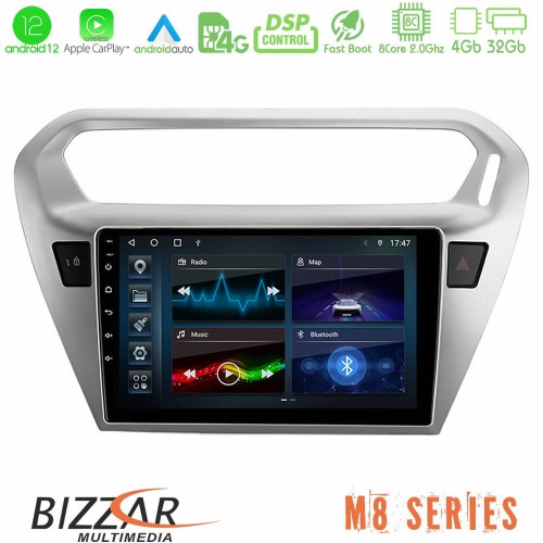 Bizzar M8 Series Citroën C-Elysée / Peugeot 301 8Core Android12 4+32GB Navigation Multimedia Tablet 9