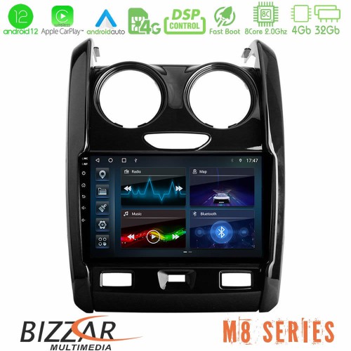Bizzar M8 Series Dacia Duster 2014-2018 8Core Android12 4+32GB Navigation Multimedia Tablet 9