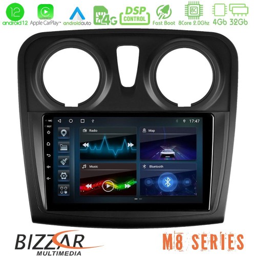 Bizzar M8 Series Dacia Sandero 2014-2020 8core Android12 4+32GB Navigation Multimedia Tablet 9