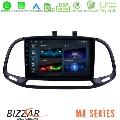 Bizzar M8 Series Fiat Doblo 2015-2022 8core Android12 4+32GB Navigation Multimedia Tablet 9