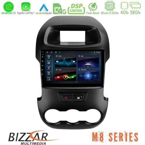 Bizzar M8 Series Ford Ranger 2012-2016 8core Android12 4+32GB Navigation Multimedia Tablet 9