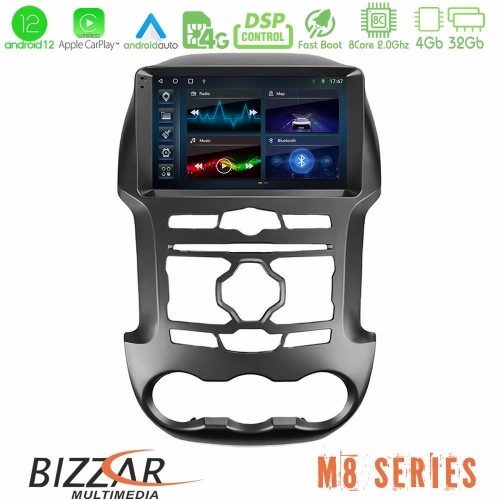 Bizzar M8 Series Ford Ranger 2012-2016 8core Android12 4+32GB Navigation Multimedia Tablet 9