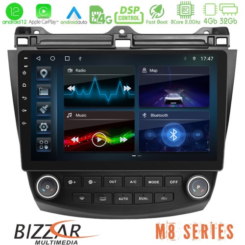 Bizzar M8 Series Honda Accord 2002-2008 8core Android12 4+32GB Navigation Multimedia Tablet 9