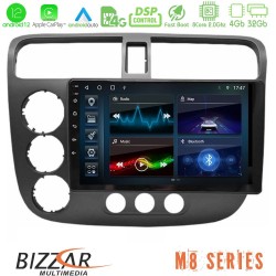 Bizzar M8 Series Honda Civic 2001-2005 8core Android12 4+32GB Navigation Multimedia Tablet 9