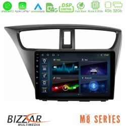 Bizzar M8 Series Honda Civic Hatchback 2012-2015 8core Android12 4+32GB Navigation Multimedia Tablet 9