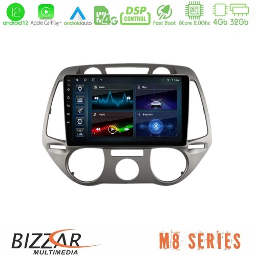 Bizzar M8 Series Hyundai i20 2009-2012 Manual A/C 8core Android12 4+32GB Navigation Multimedia Tablet 9