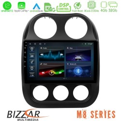 Bizzar M8 Series Jeep Compass 2012-2016 8core Android12 4+32GB Navigation Multimedia Tablet 9