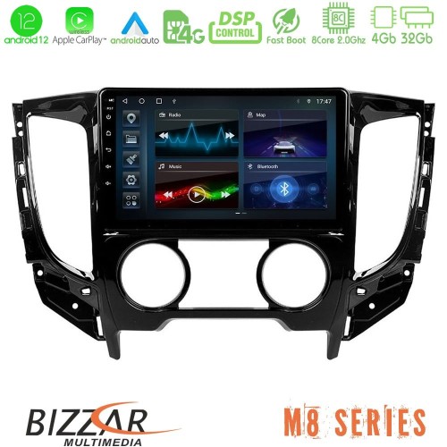 Bizzar M8 Series Mitsubishi L200 2016> & Fiat Fullback (Manual A/C) 8core Android12 4+32GB Navigation Multimedia Tablet 9"