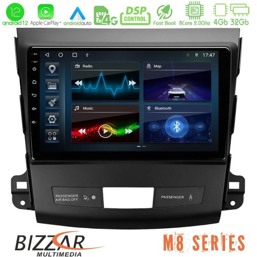 Bizzar M8 Series Mitsubishi Outlander/Citroen C-Crosser/Peugeot 4007 8core Android12 4+32GB Navigation Multimedia Tablet 9