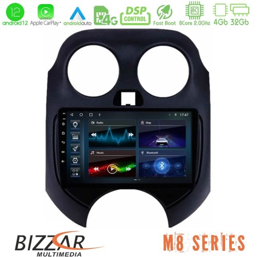 Bizzar M8 Series Nissan Micra 2011-2014 8core Android12 4+32GB Navigation Multimedia Tablet 9
