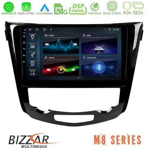 Bizzar M8 Series Nissan Qashqai J11 (AUTO A/C) 8core Android12 4+32GB Navigation Multimedia Tablet 10