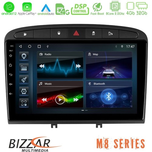 Bizzar M8 Series Peugeot 308/RCZ 8core Android12 4+32GB Navigation Multimedia Tablet 9