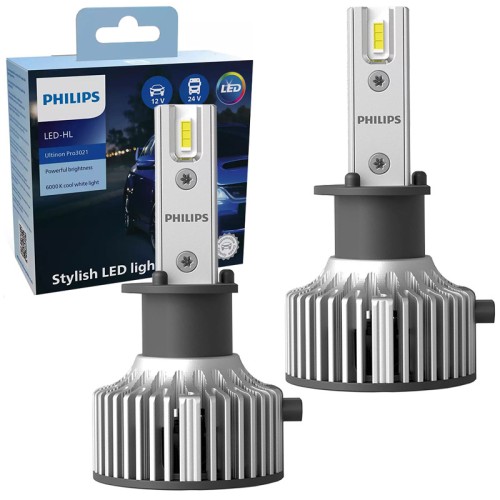 Philips  Λάμπες Αυτοκινήτου Led Ultinon H1 Pro3021 12V 24V 18W 6000K 1600lm 2τμχ