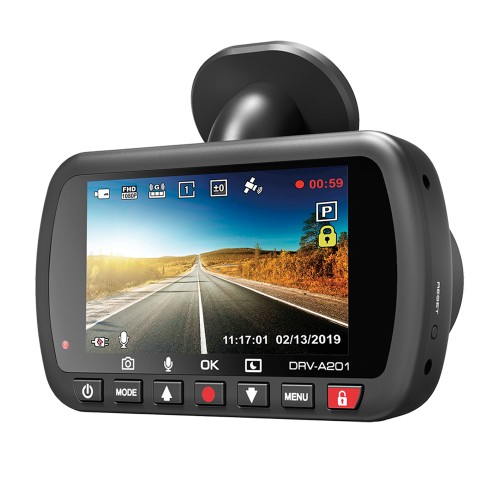 Kenwood DRV-A201 Κάμερα DVR Αυτοκινήτου 1080P με Οθόνη 2.7" GPS για Παρμπρίζ με Βεντούζα