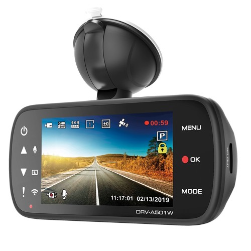 Kenwood DRV-A501W Κάμερα DVR Αυτοκινήτου με Οθόνη 3" WiFi, GPS για Παρμπρίζ με Βεντούζα