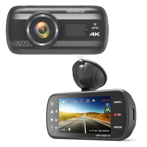 Kenwood DRV-A601 Κάμερα DVR Αυτοκινήτου 4K με Οθόνη 3" GPS για Παρμπρίζ με Βεντούζα