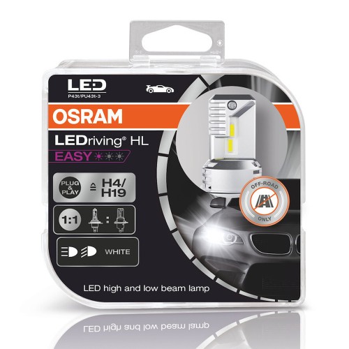 OSRAM, Σετ Λάμπες Led 12V H4/H19 19W 6500K (Σετ των 2) 64193DWESY-HCB