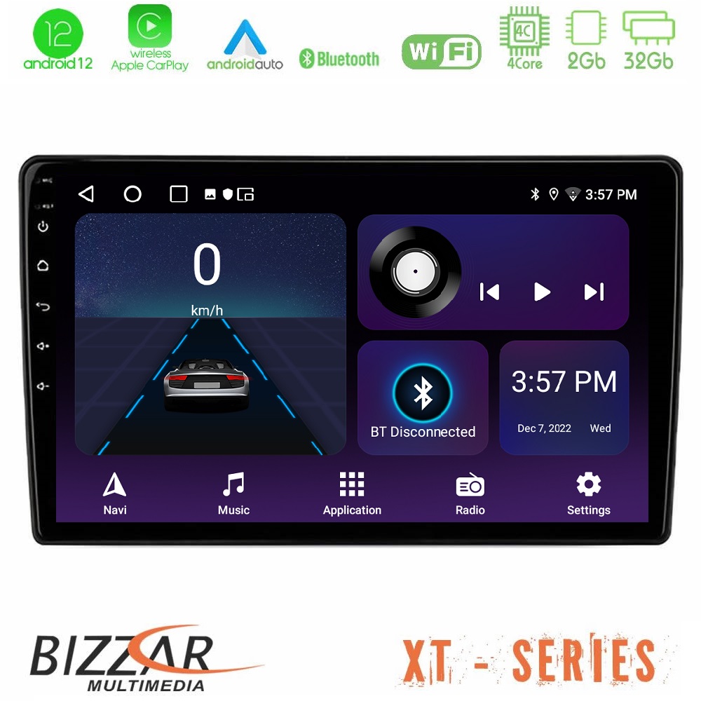 Bizzar XT Series Android12 2+32GB Navigation Multimedia Tablet 10 Με Carplay & Android Auto