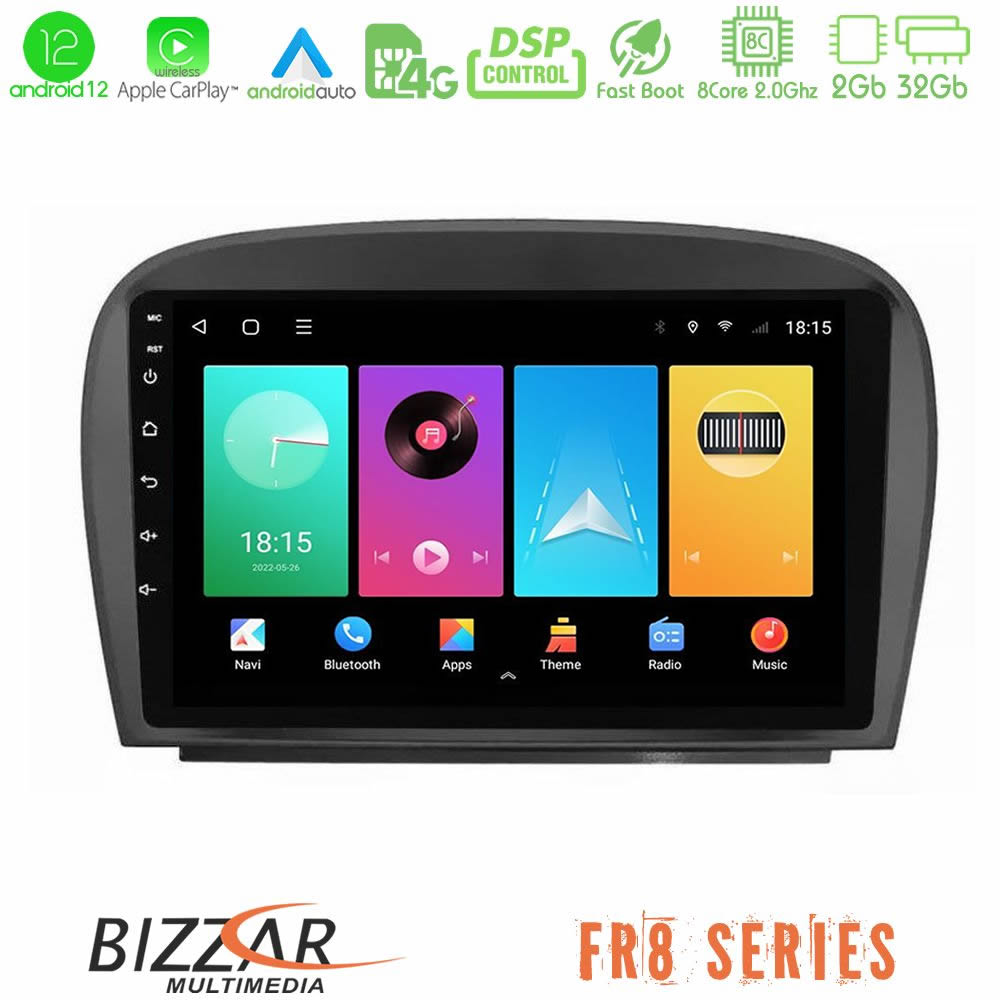 Bizzar FR8 Series Mercedes SL Class 2005-2011 4Core Android12 2+32GB Navigation Multimedia Tablet 9