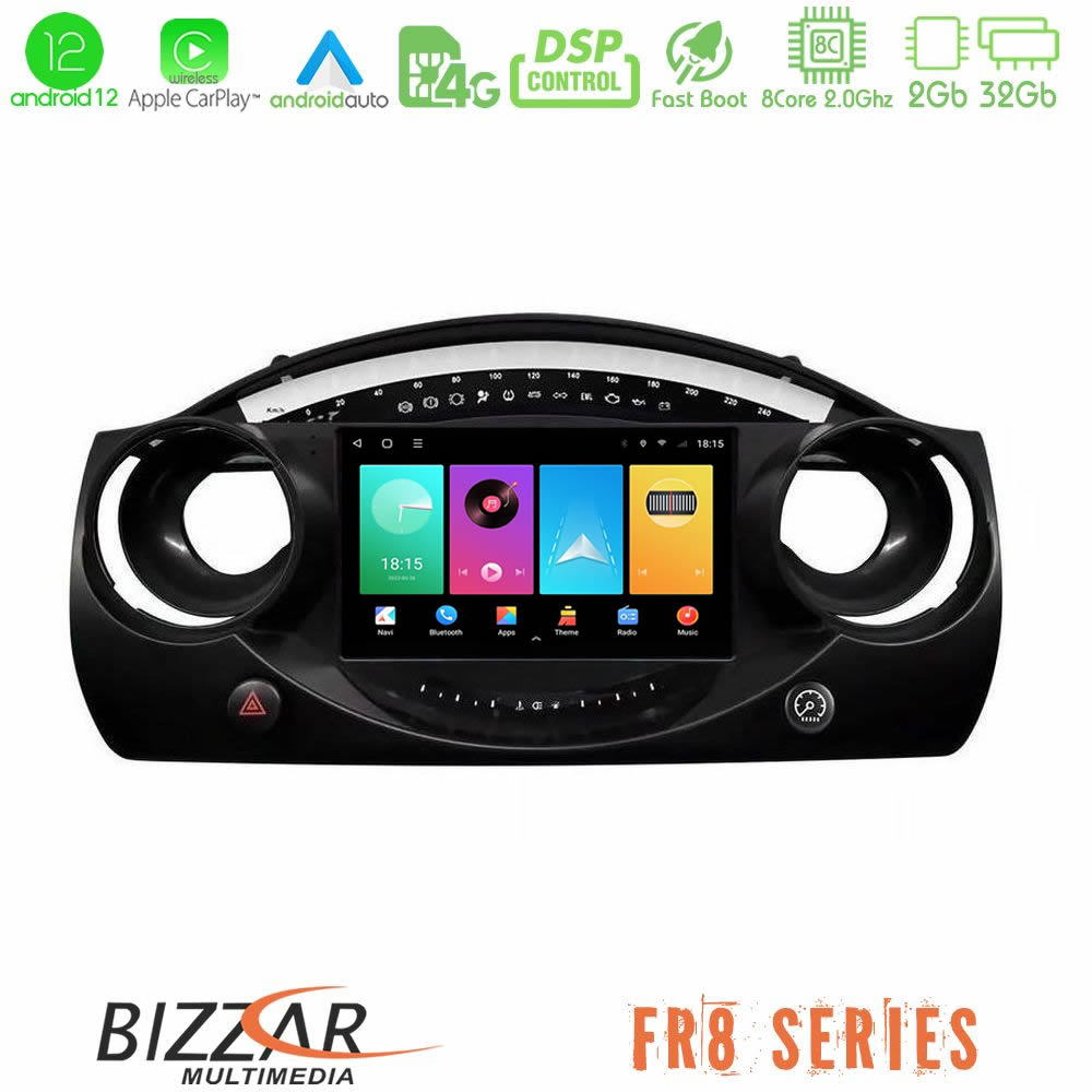 Bizzar FR8 Series Mini Cooper R50 4Core Android12 2+32GB Navigation Multimedia Tablet 9