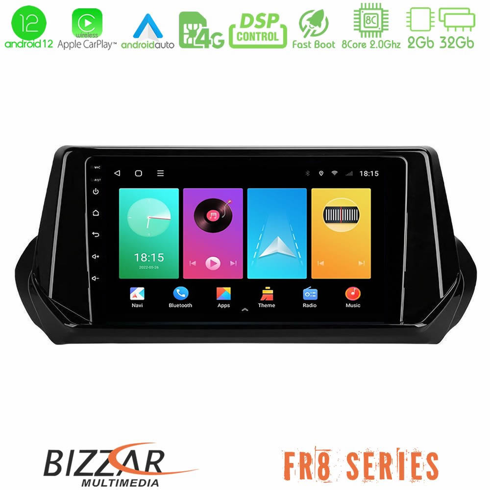 Bizzar FR8 Series Peugeot 208 2019-2023 4Core Android12 2+32GB Navigation Multimedia Tablet 9