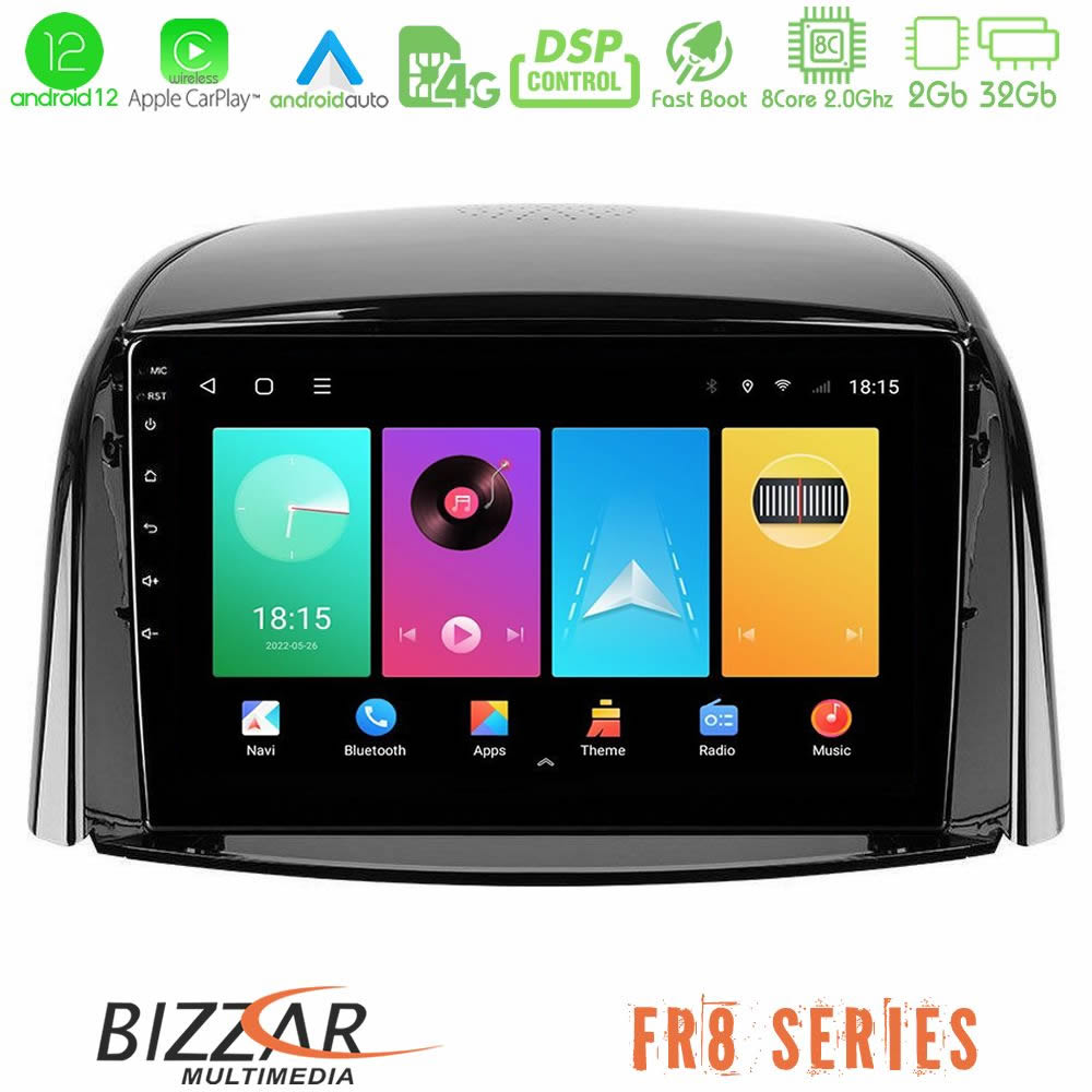 Bizzar FR8 Series Renault Koleos 2007-2015 4Core Android12 2+32GB Navigation Multimedia Tablet 9