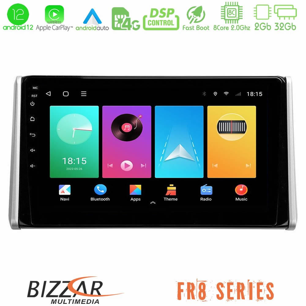 Bizzar FR8 Series Toyota RAV4 2019-2023 4Core Android12 2+32GB Navigation Multimedia Tablet 10