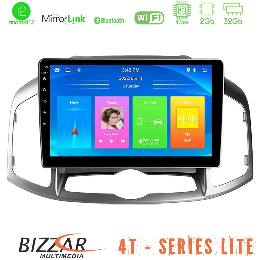 Bizzar 4T Series Chevrolet Captiva 2012-2016 4Core Android12 2+32GB Navigation Multimedia Tablet 9