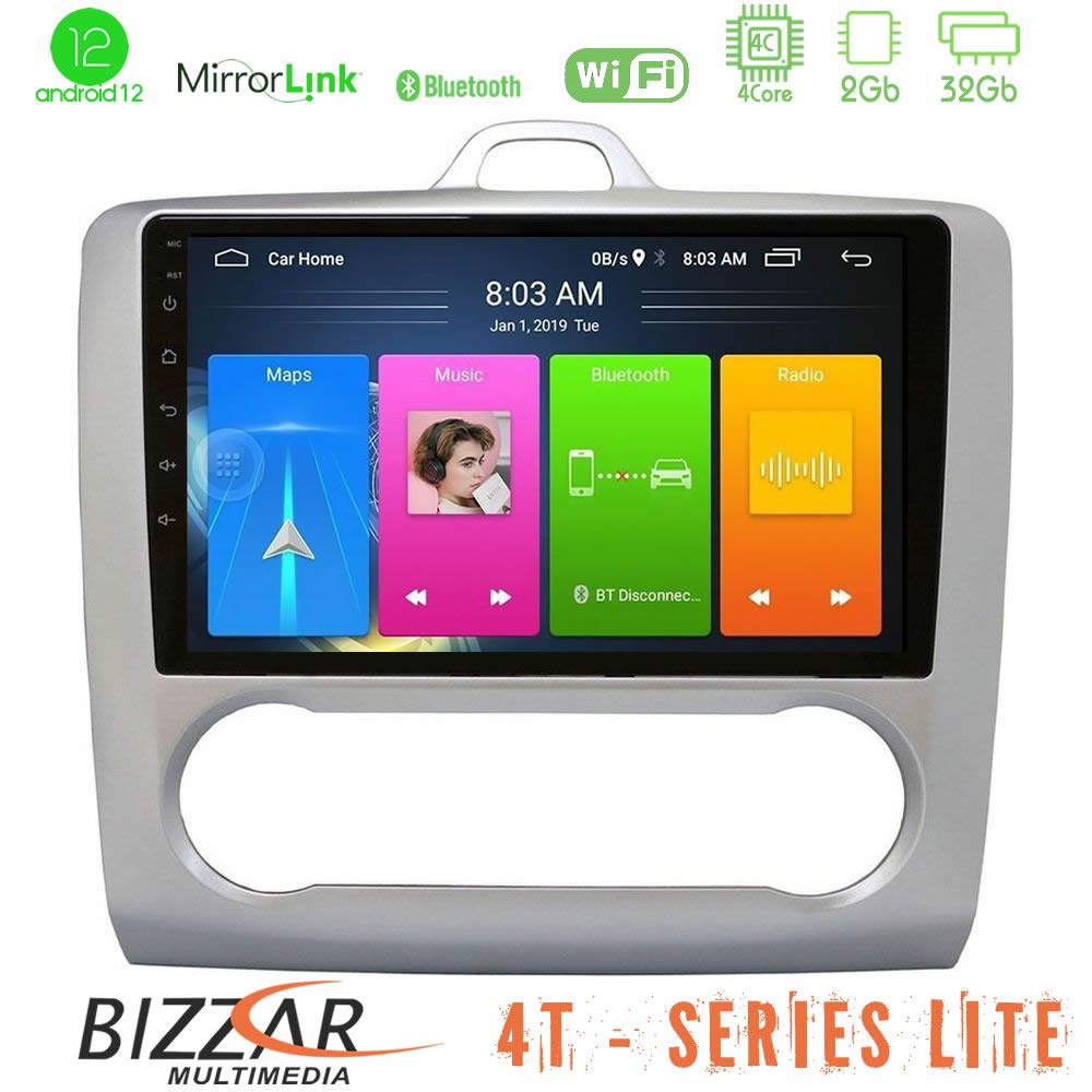 Bizzar 4T Series Ford Focus Auto AC 4Core Android12 2+32GB Navigation Multimedia 9