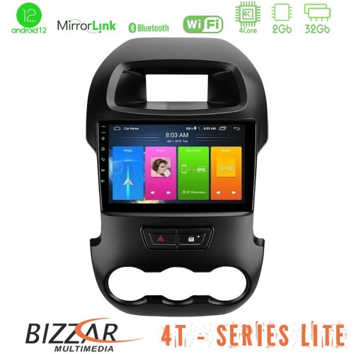 Bizzar 4T Series Ford Ranger 2012-2016 4Core Android12 2+32GB Navigation Multimedia Tablet 9
