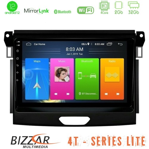 Bizzar 4T Series Ford Ranger 2017-2022 4Core Android12 2+32GB Navigation Multimedia Tablet 9