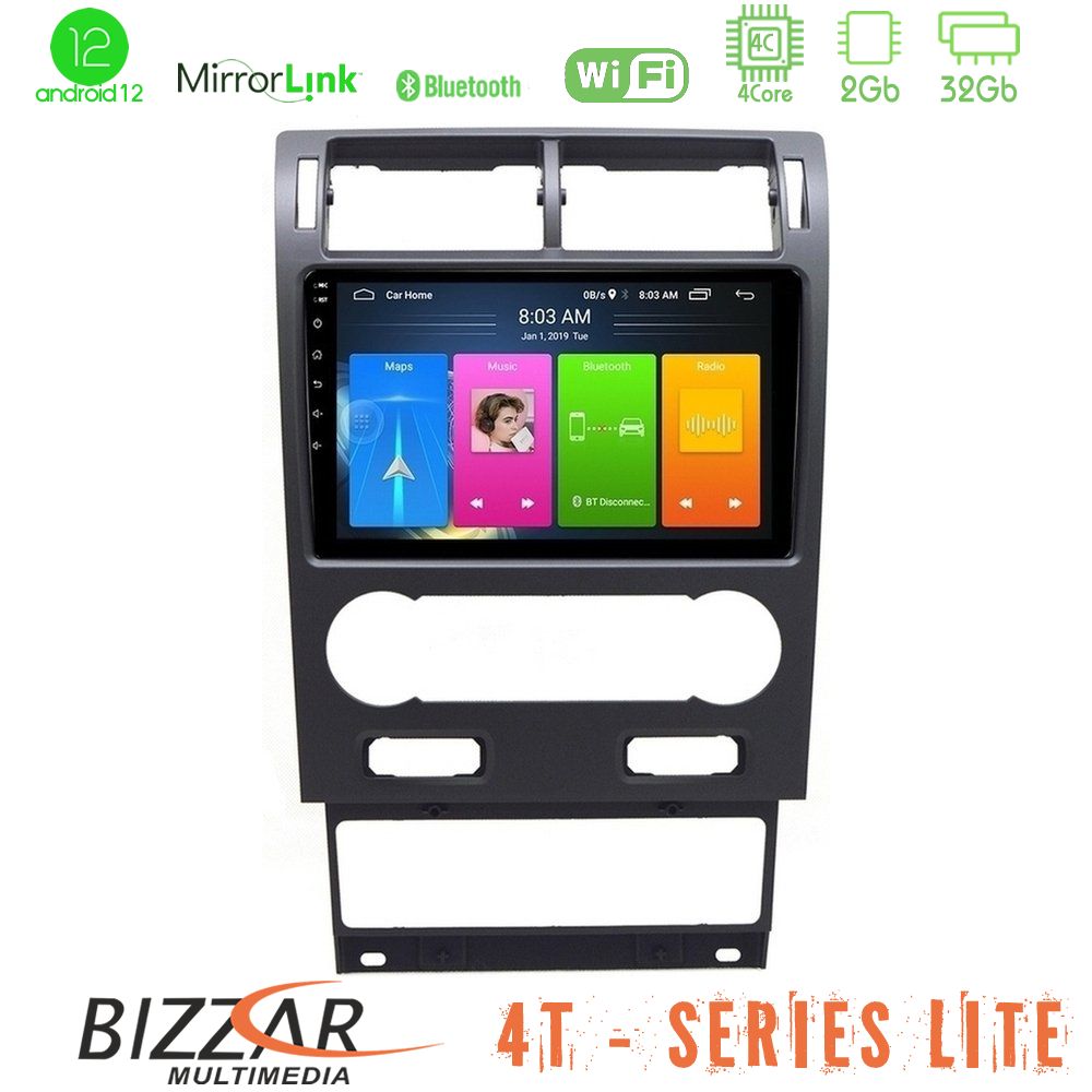 Bizzar 4T Series Ford Mondeo 2004-2007 4Core Android12 2+32GB Navigation Multimedia Tablet 9