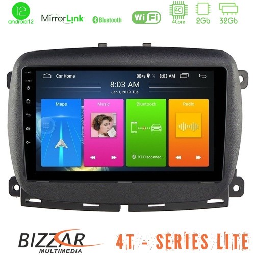 Bizzar 4T Series Fiat 500 2016> 4Core Android12 2+32GB Navigation Multimedia Tablet 9
