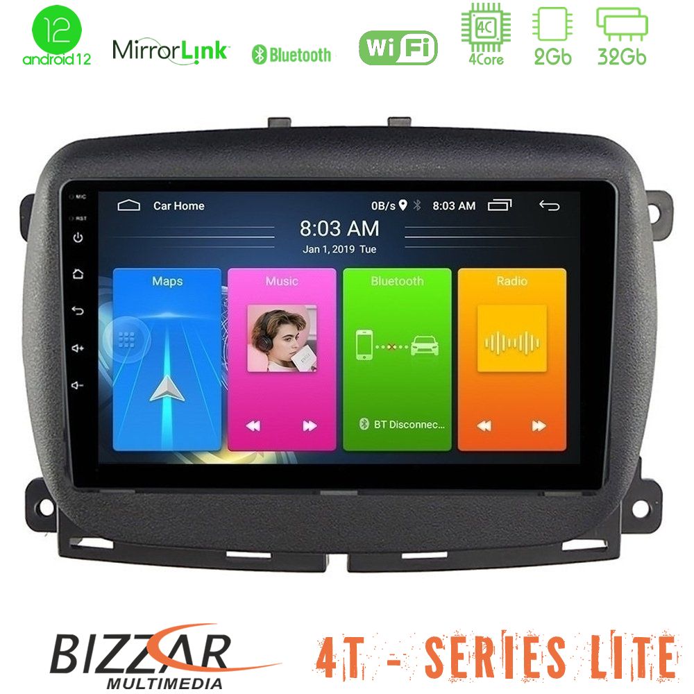 Bizzar 4T Series Fiat 500L 4Core Android12 2+32GB Navigation Multimedia Tablet 10