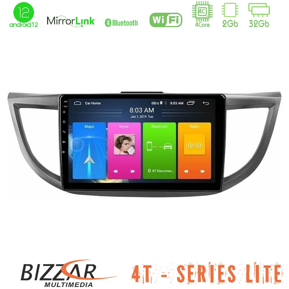 Bizzar 4T Series Honda CRV 2012-2017 4Core Android12 2+32GB Navigation Multimedia Tablet 9