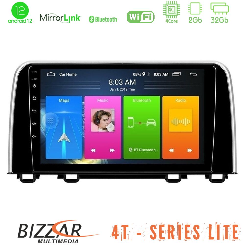 Bizzar 4T Series Honda CR-V 2019-&gt;4Core Android12 2+32GB Navigation Multimedia Tablet 10