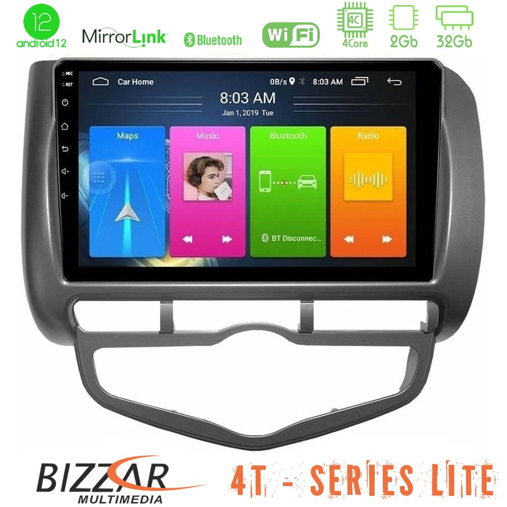 Bizzar 4T Series Honda Jazz 2002-2008 (Auto A/C) 4Core Android12 2+32GB Navigation Multimedia Tablet 9