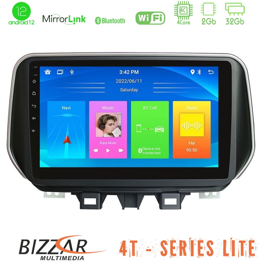 Bizzar 4T Series Hyundai Tucson 2019-&gt; 4Core Android12 2+32GB Navigation Multimedia Tablet 9