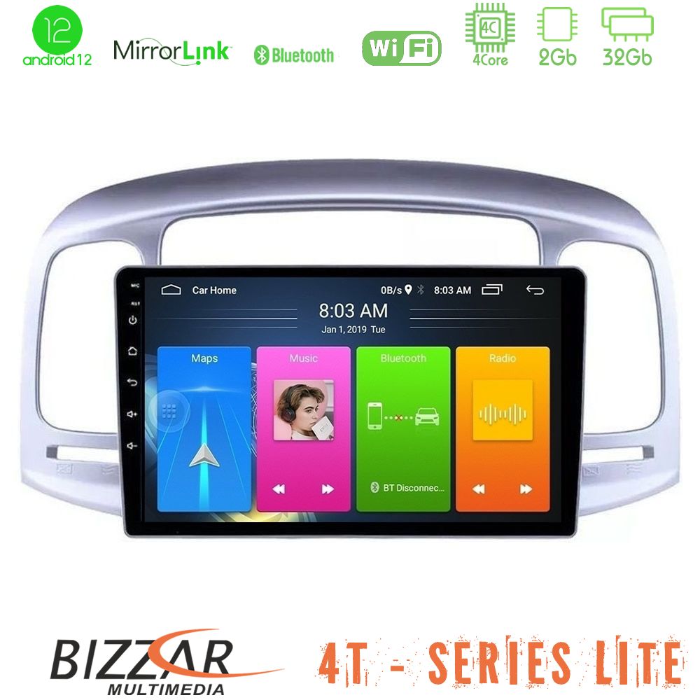 Bizzar 4T Series Hyundai Accent 2006-2011 4Core Android12 2+32GB Navigation Multimedia Tablet 9