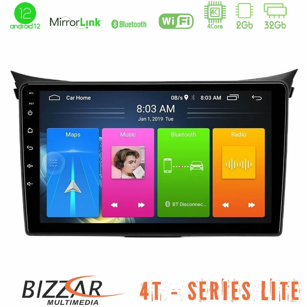 Bizzar 4T Series Hyundai i30 2012-2017 4Core Android12 2+32GB Navigation Multimedia Tablet 9